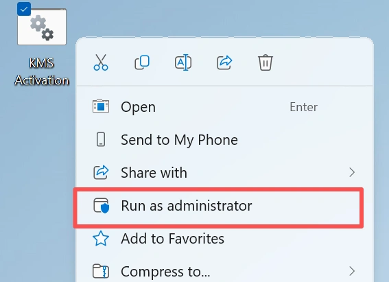 Run KMS as administrator