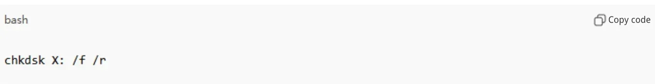 running chkdsk command to fix logical hard drive errors and repair bad sectors in Windows