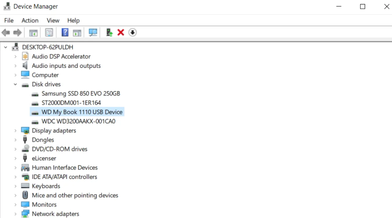 Updating disk driver in Windows Device Manager to fix I/O device error