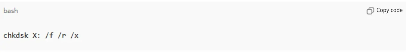 Running CHKDSK to repair file system issues causing I/O device error