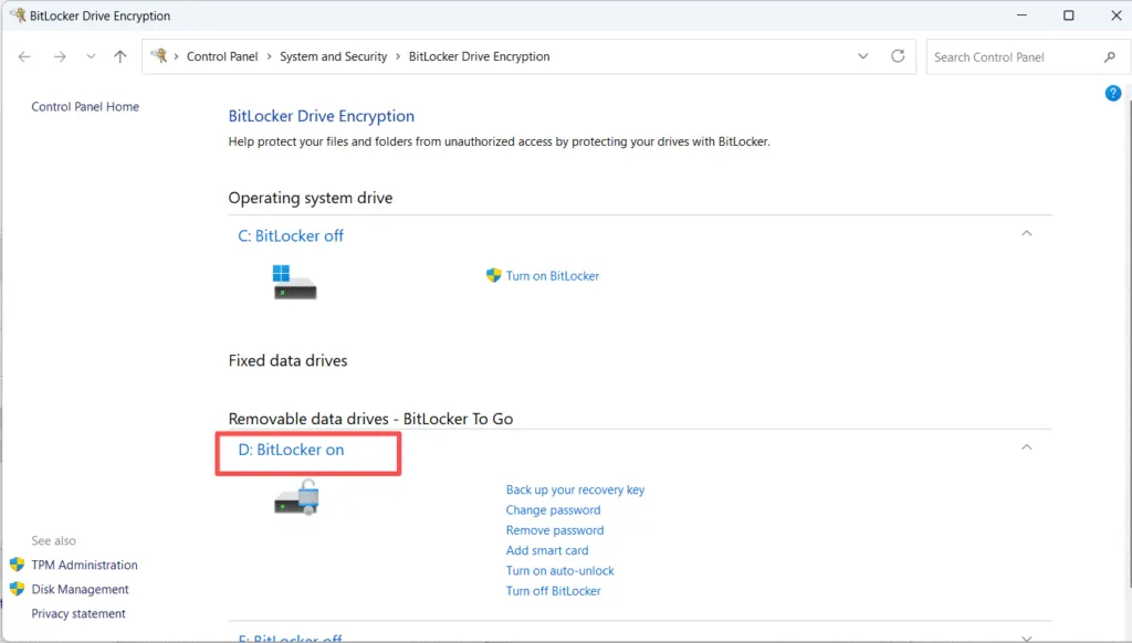 bitlocker windows 11をオフにする - Bitlockerをオンにする