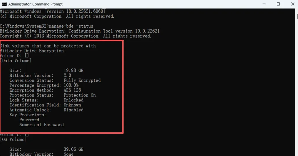 ビットロッカーをオフにする windows 11--manage-bde -status