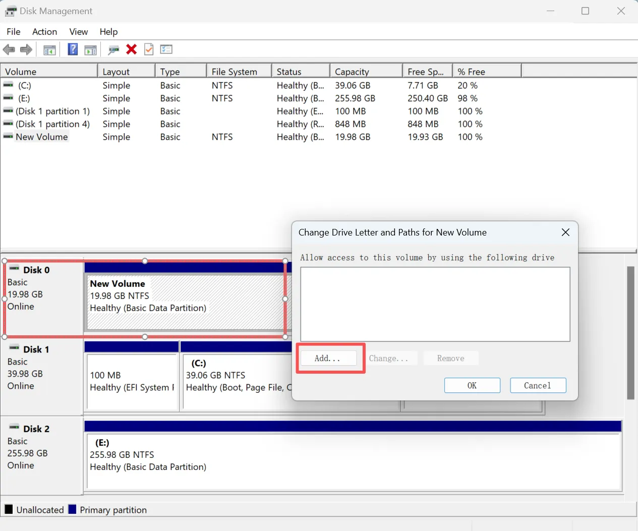add drive letter to fix hard drive not recognized issue