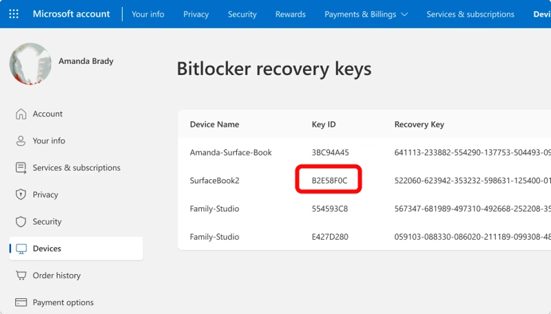 如何從 Microsoft 帳戶恢復 BitLocker 金鑰