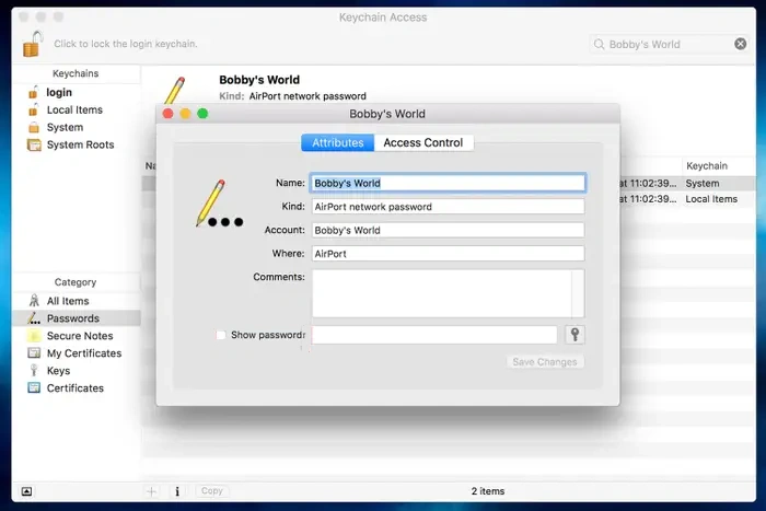 macOSでのWiFiパスワード検索