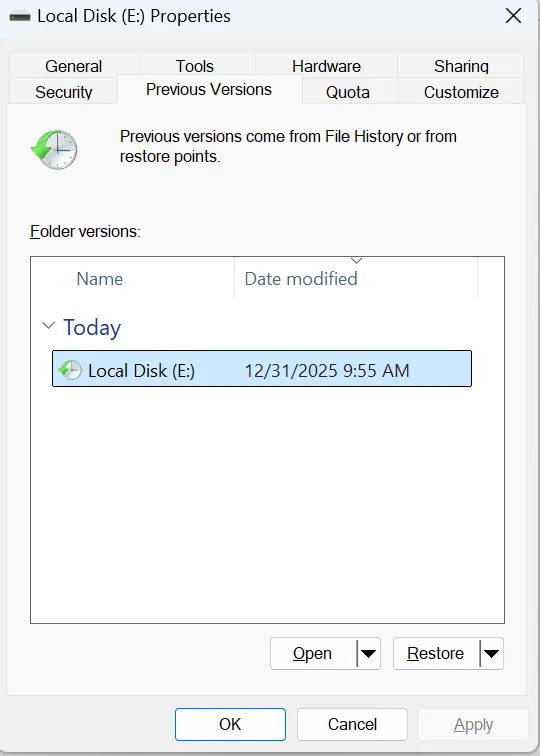 récupération des données d'un disque dur formaté par une version antérieure
