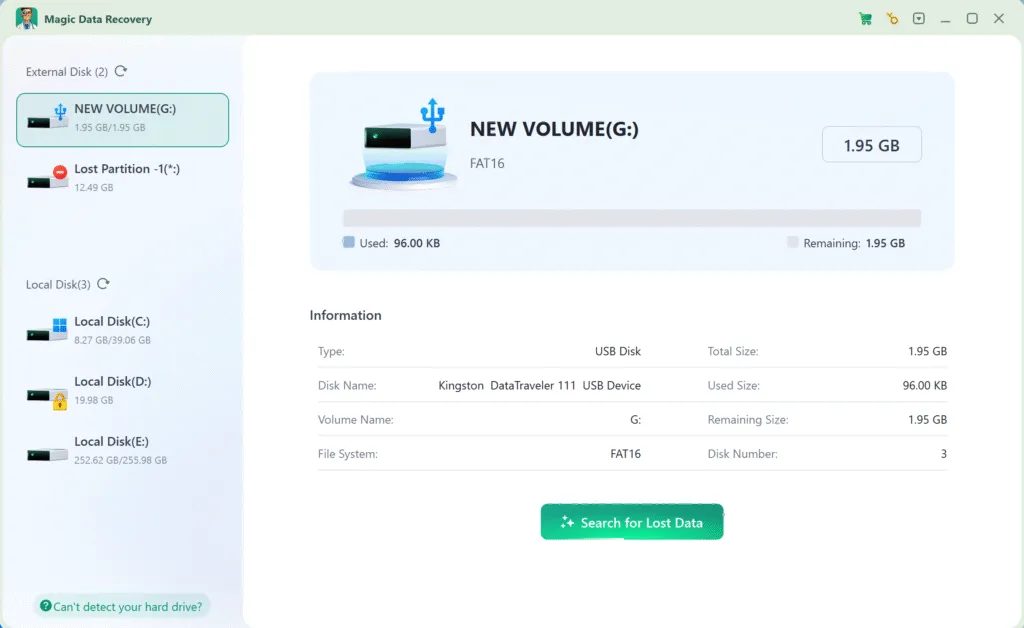 FAT16パーティションを選択する