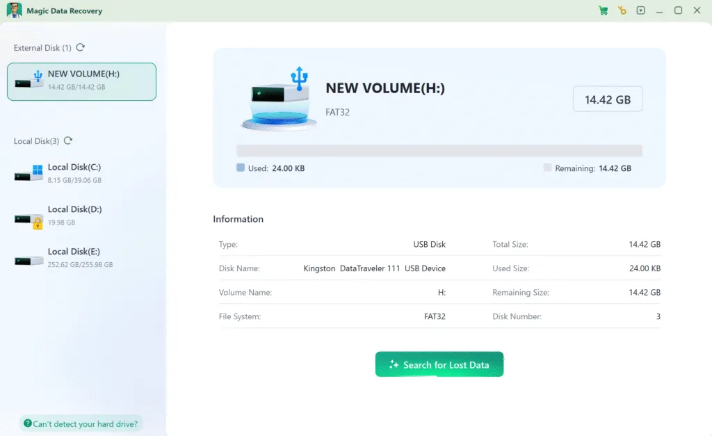 select FAT32 file system drive