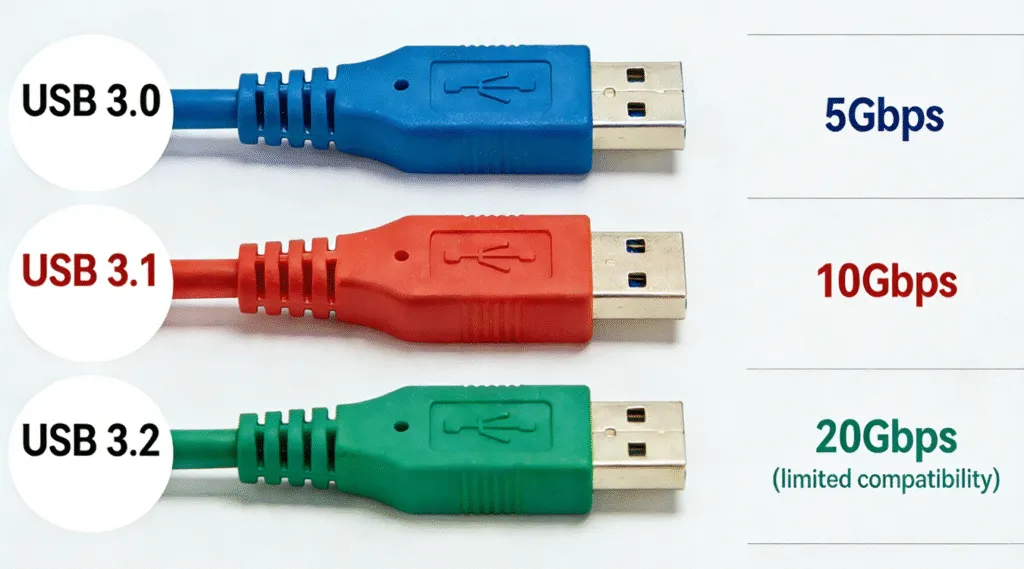 USB 3.0 vs 3.1 vs 3.2