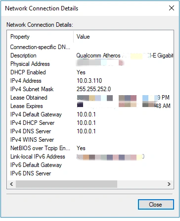 find ip address on windows 10