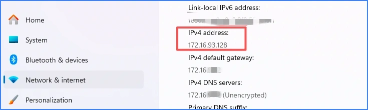how to find ip address on windows 11