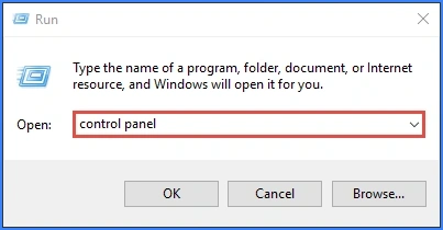 run control panel on windows 10