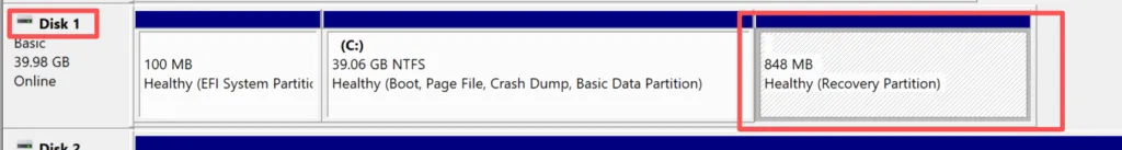 Datenträger zum Löschen der Wiederherstellungspartition auswählen