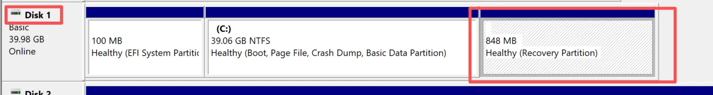 Datenträger zum Löschen der Wiederherstellungspartition auswählen