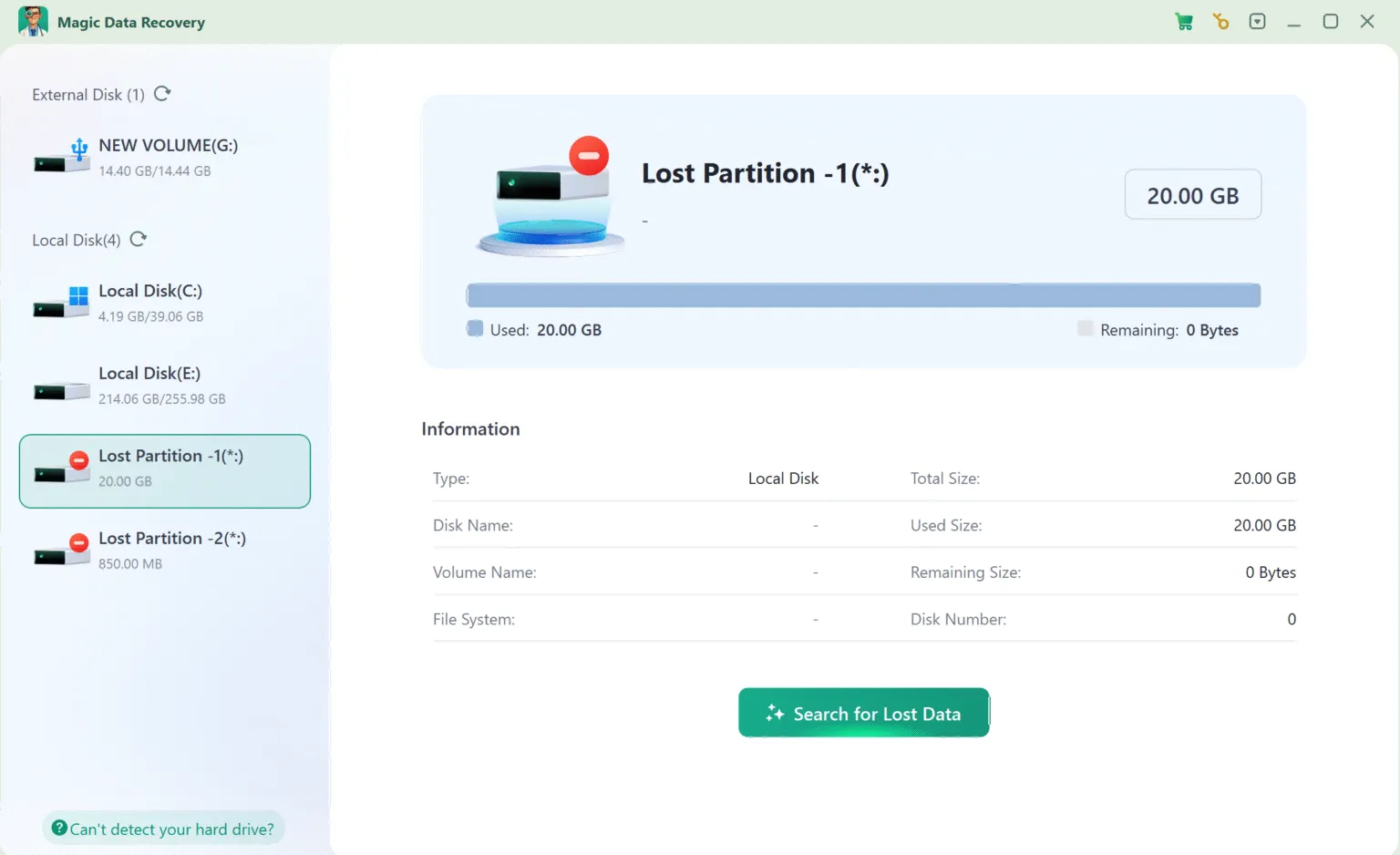Partition Data Recovery kostenlos mit Magic Data Recovery