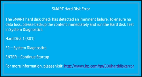 the screenshot of smart hdd error