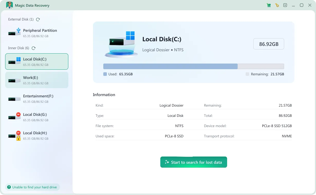 Magic Data Recoveryを使用して、削除されたTally ERP 9ファイルを復元する
