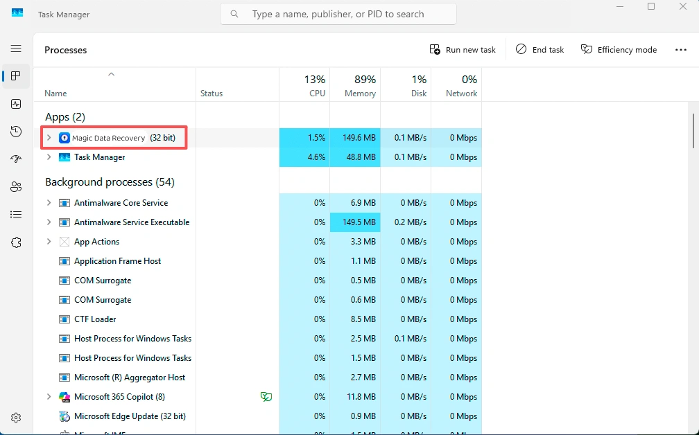 Open Task Manager and check process