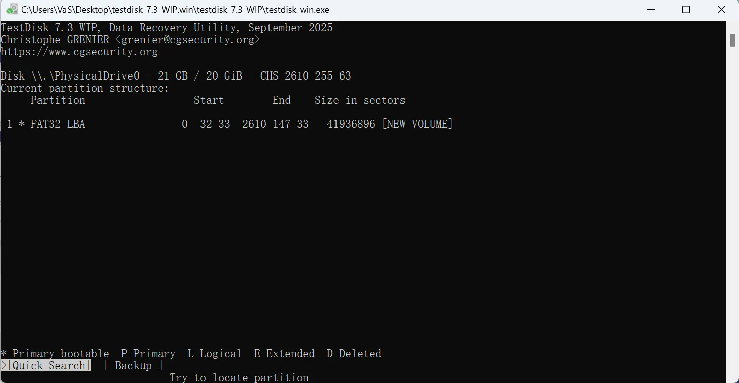 testdisk-quick-search
