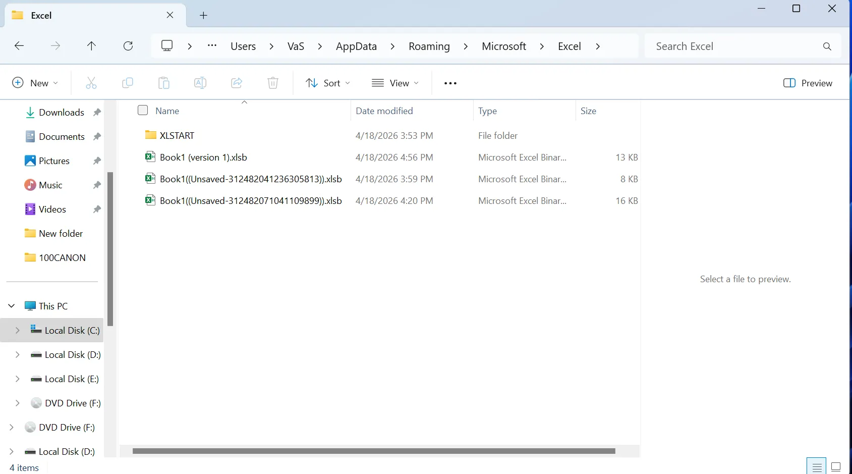 Finding xlsb files in Excel Recovery File Location
