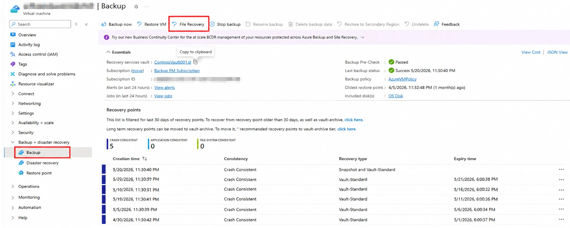 Azure-backup-file-level-restore