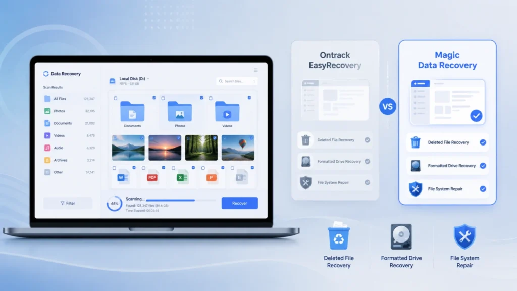 Compare Kroll Ontrack EasyRecovery con Magic Data Recovery