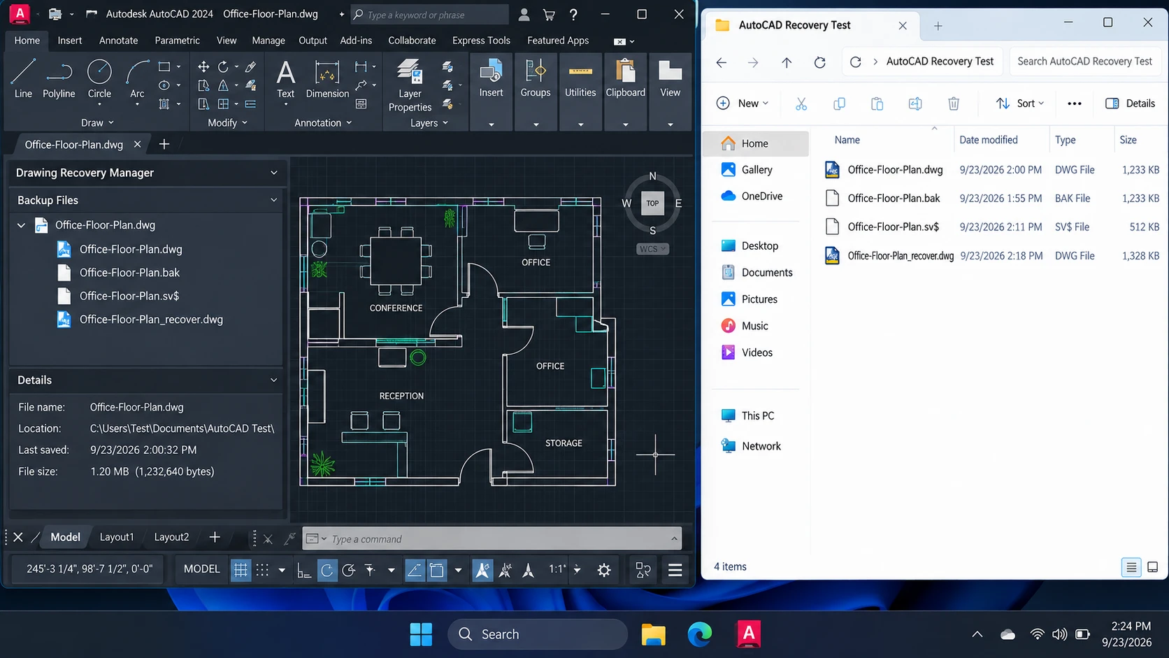 AutoCAD-Drawing-Recovery-Manager-showing-backup-files