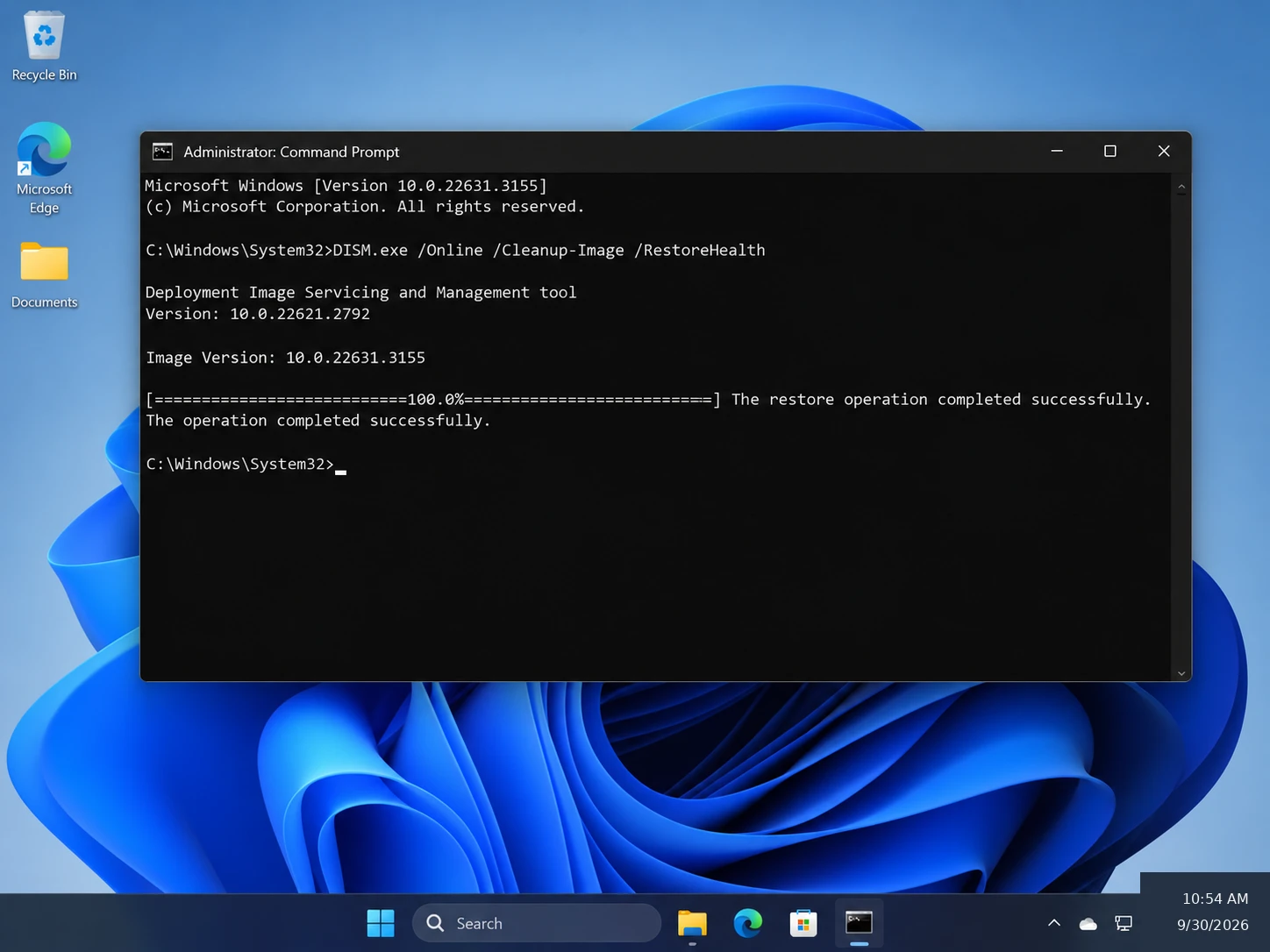 DISM-completed-before-running-System-File-Checker-in-Windows-11
