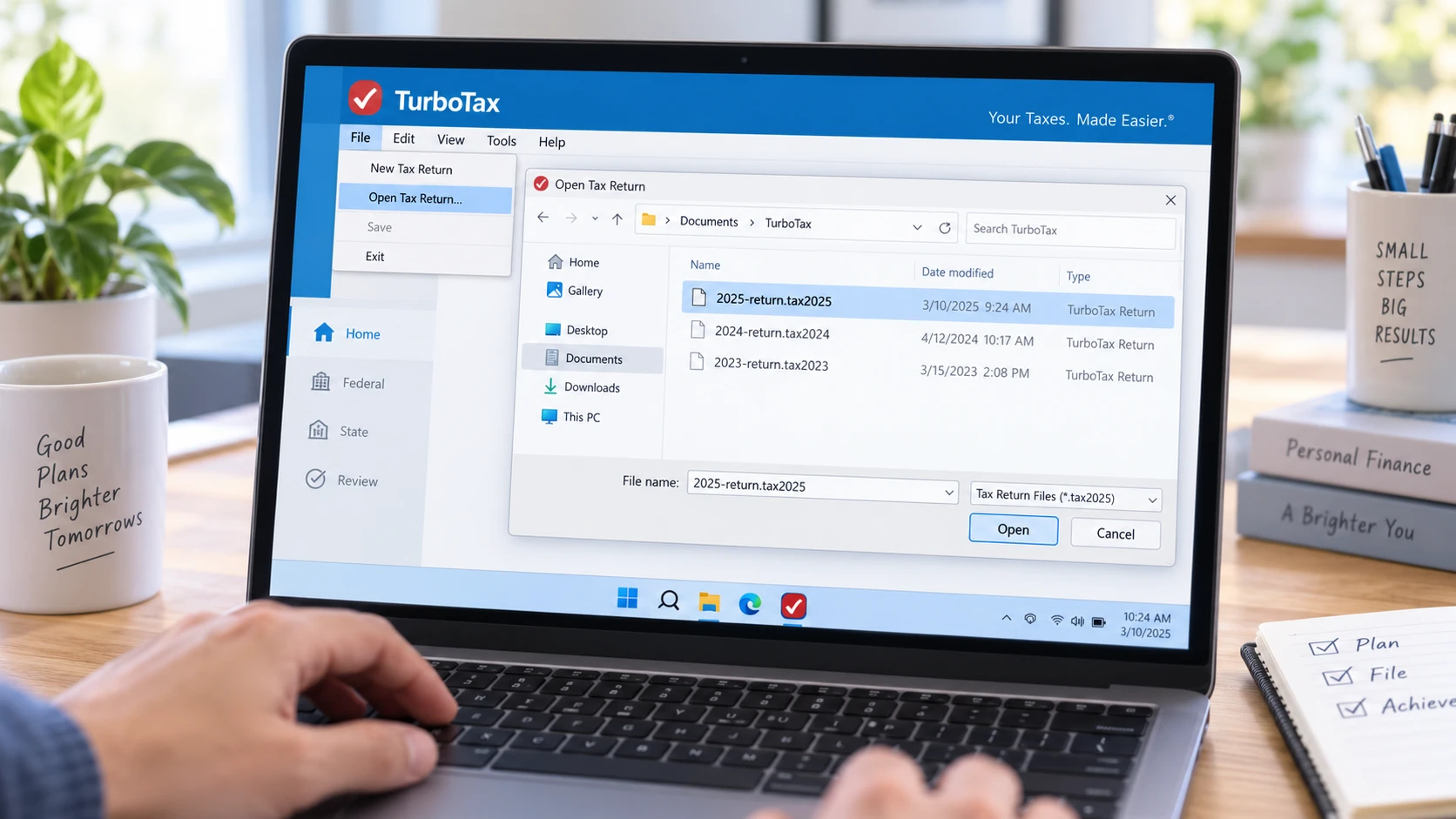 Abrir manualmente el archivo de TurboTax que falta