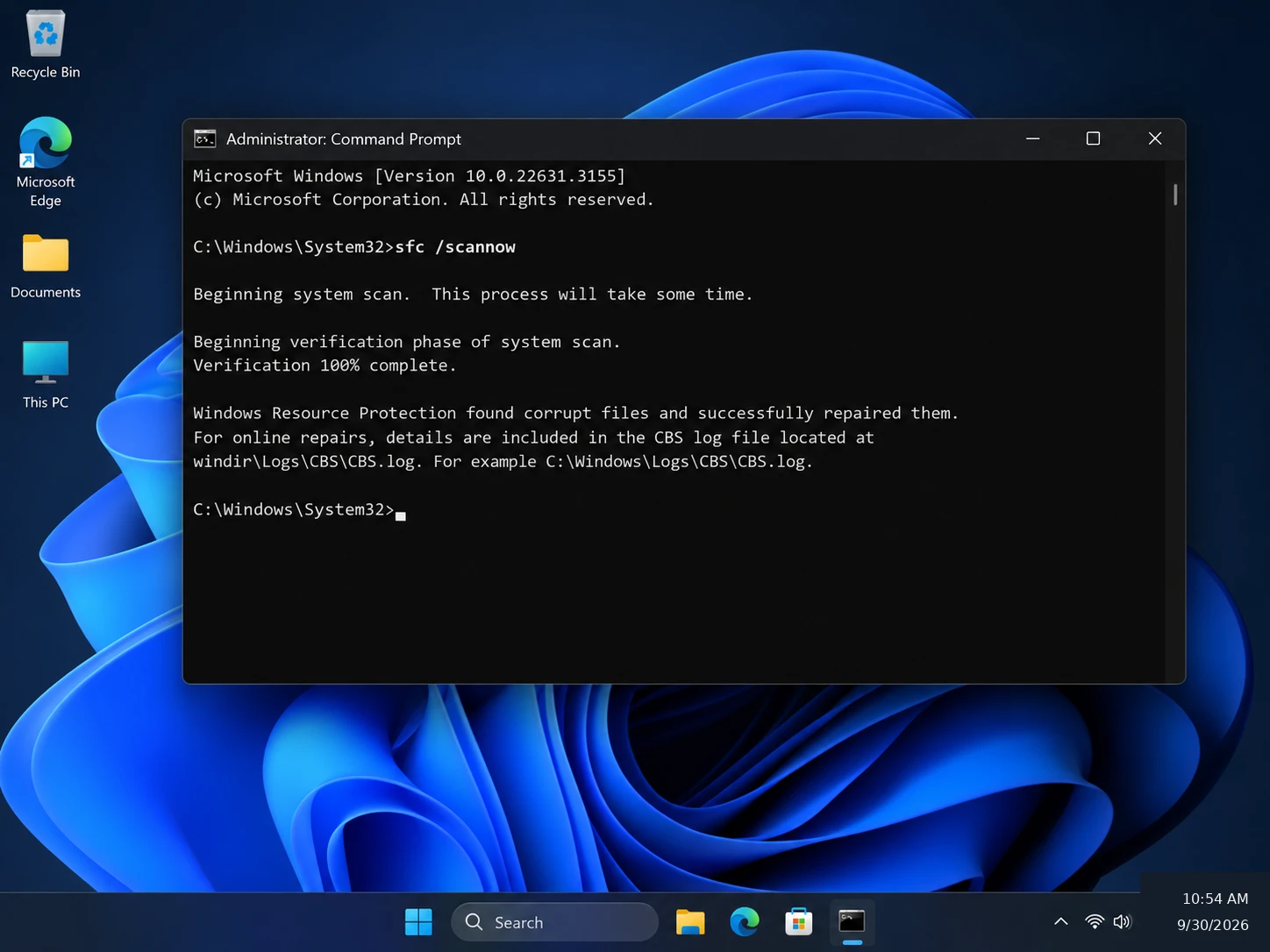 System-File-Checker-scan-found-and-repaired-corrupt-Windows-system-files
