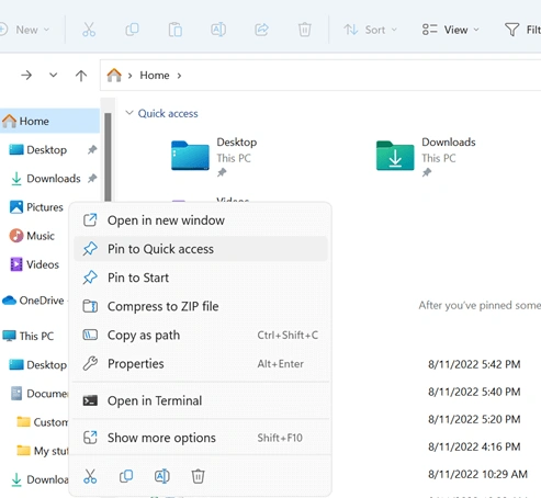 Restore Documents to Quick Access