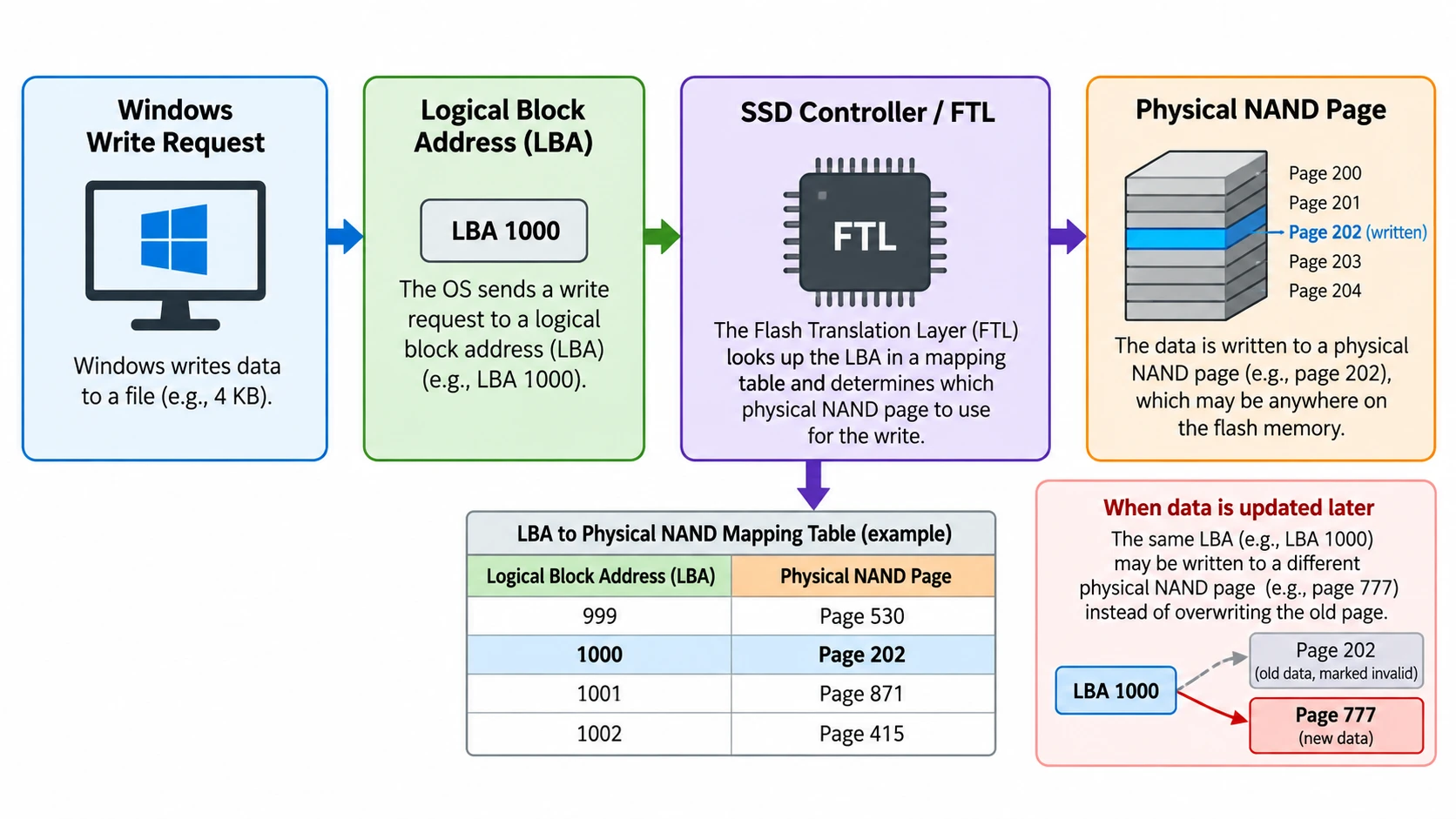 SSD-Flash-Translation-Layer-mapping-logical-block-addresses-to-physical-NAND-flash-memory