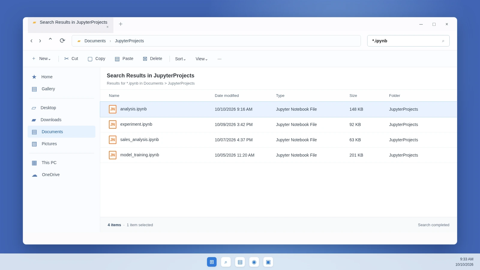 Ricerca in Esplora file di Windows 11 dei file ipynb di Jupyter Notebook mancanti