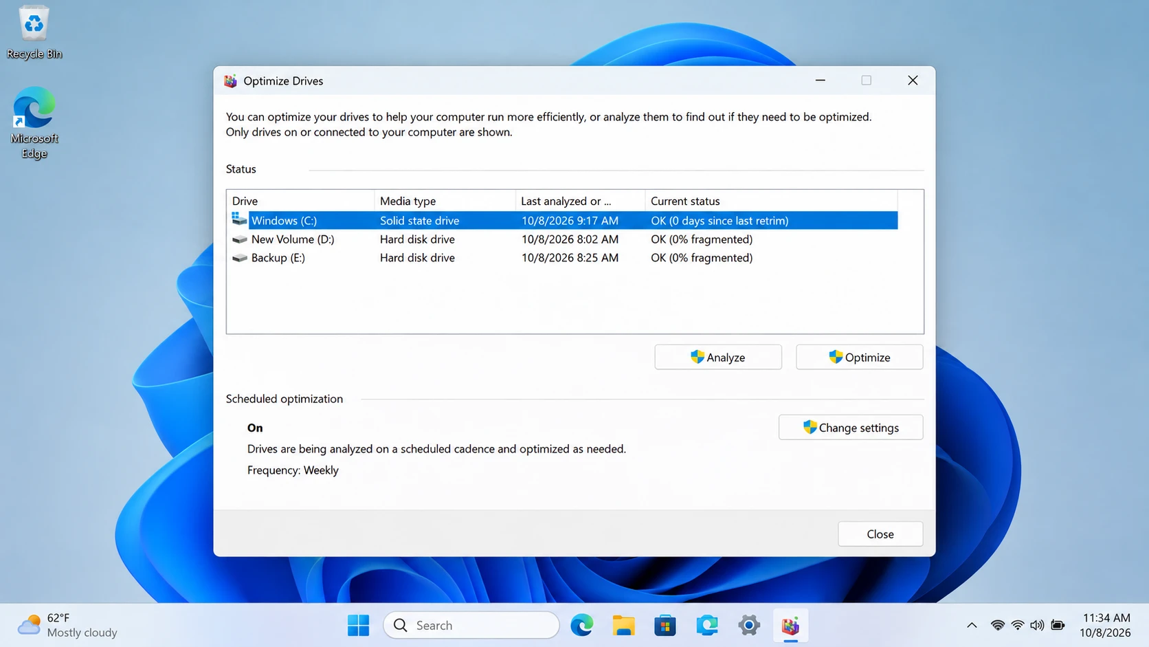 Windows-11-Optimize-Drives-utility-identifying-an-SSD-as-a-solid-state-drive
