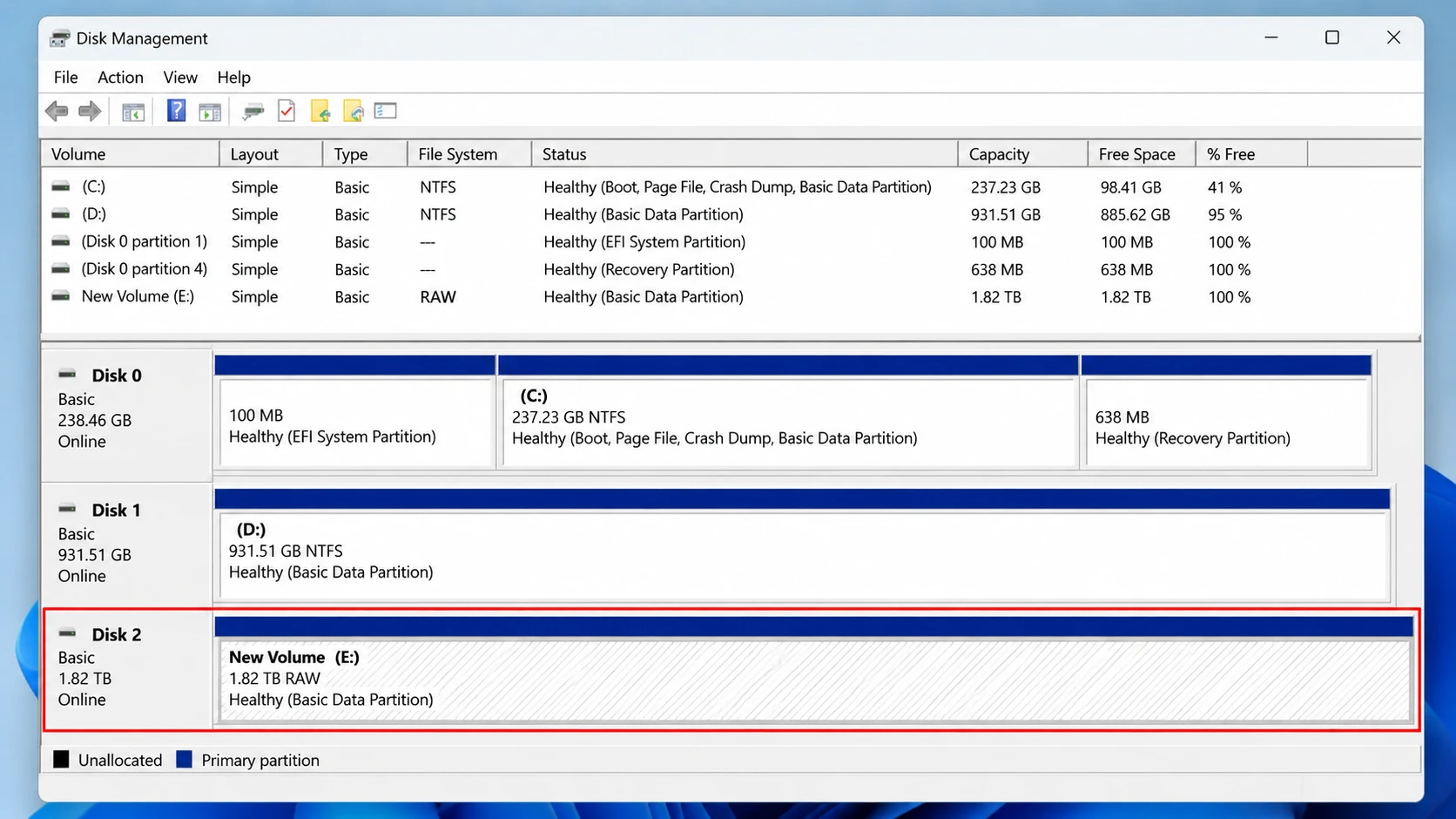 Windows-Disk-Management-showing-RAW-external-hard-drive