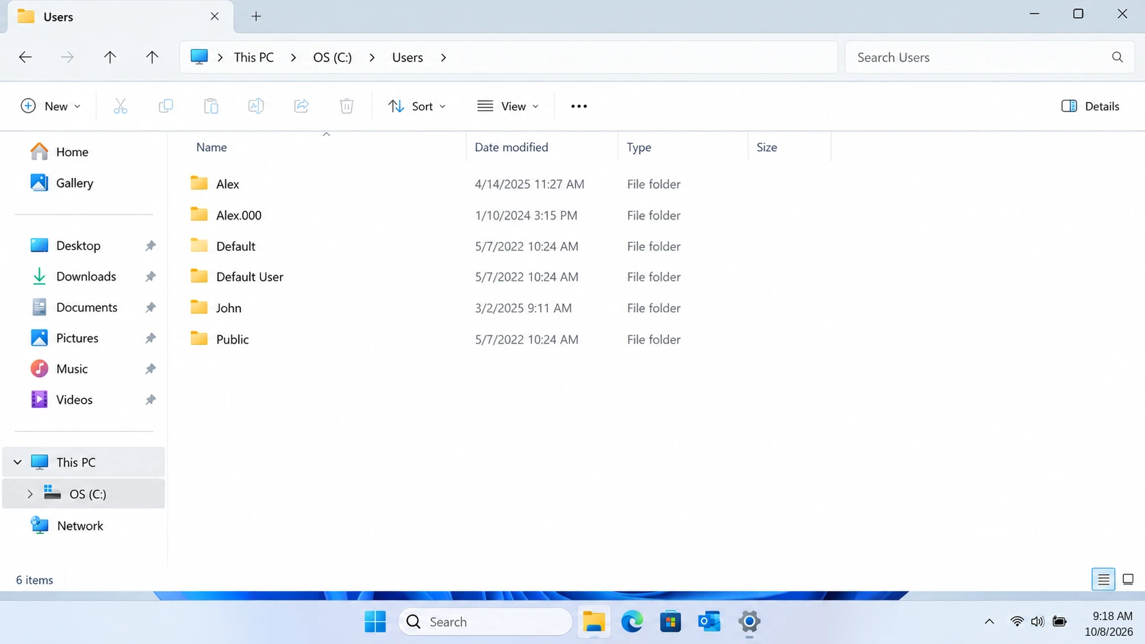 Windows-File-Explorer-displaying-existing-user-profile-folders